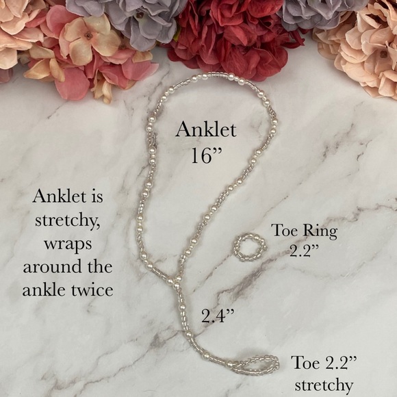 Pearl Barefoot Sandal Anklet with Matching Toe Ring - Picture 10 of 10
